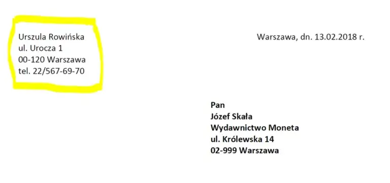 Wz&oacute;r nagł&oacute;wka pisma formalnego do prawnika