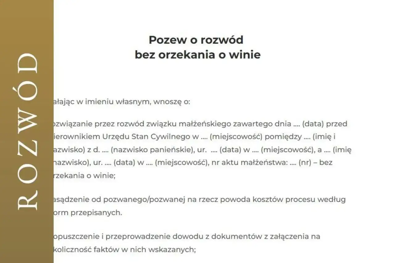Opłata sądowa rozw&oacute;d pozew