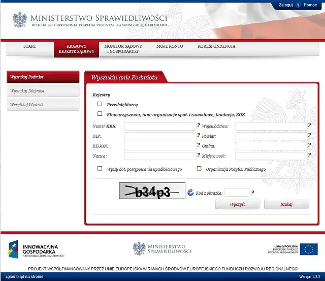 Wyszukiwarka KRS Ministerstwo Sprawiedliwości