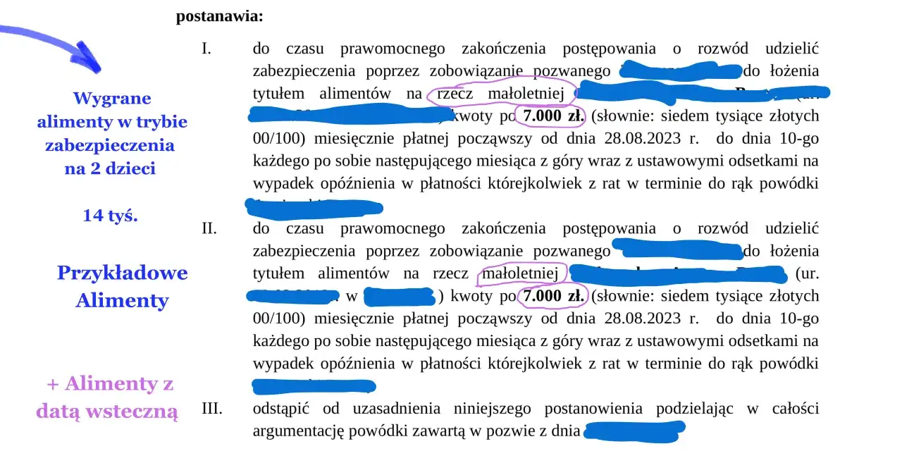 Obliczanie alimentów przykład